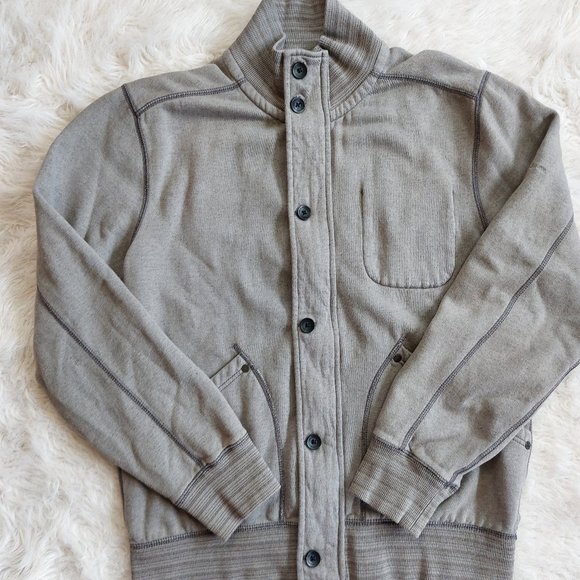 Calvin Klein Jeans Men's Grey Full Zip with Buttons Down Fleece Jacket Size L - Picture 2 of 12